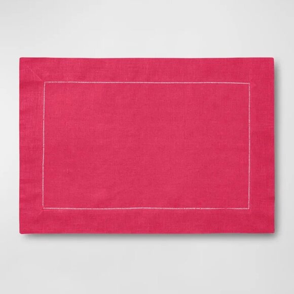 SFERRA Festival Linen Placemats Set of Four in Raspberry Pink Excellent Like New - Picture 1 of 3